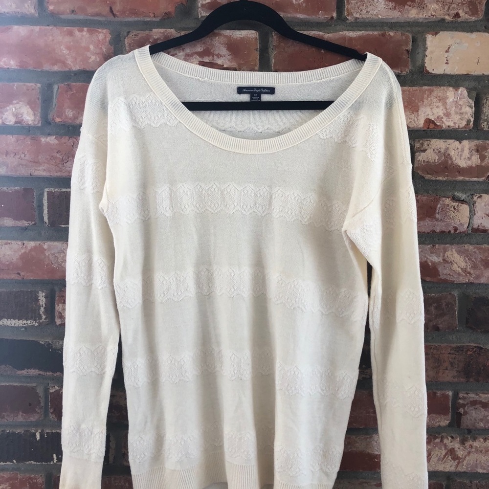 American Eagle Cream Lace Sweater